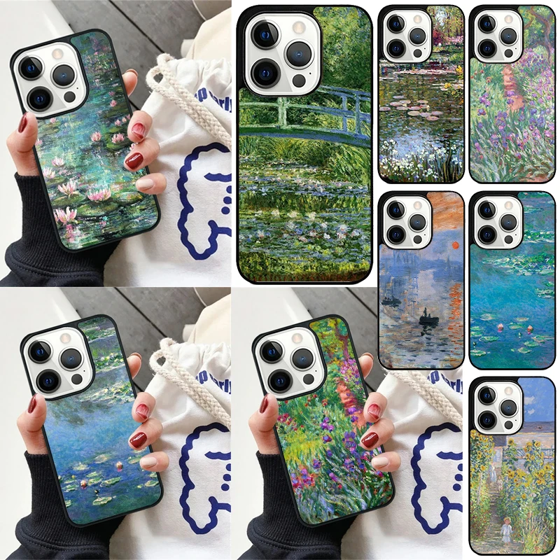 Claude Monet Garden Lotus Cover For iPhone 16 13 14 15 Pro Max 12 Mini 11 15 Pro Max 6 7 8 Plus Max SE 2020 Phone Case