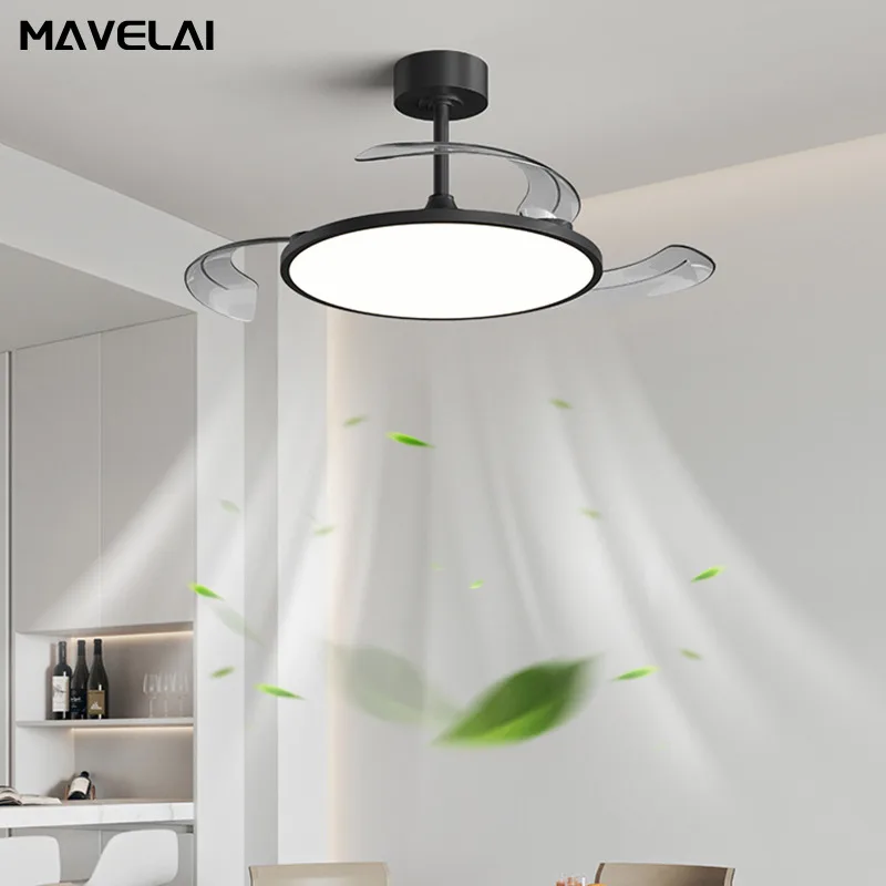 Simple Led Ceiling Fan Lights Bedroom Dining Room Integrated Silent Invisible Fan Lamp Modern Home Interior Decor Lighting Lamps