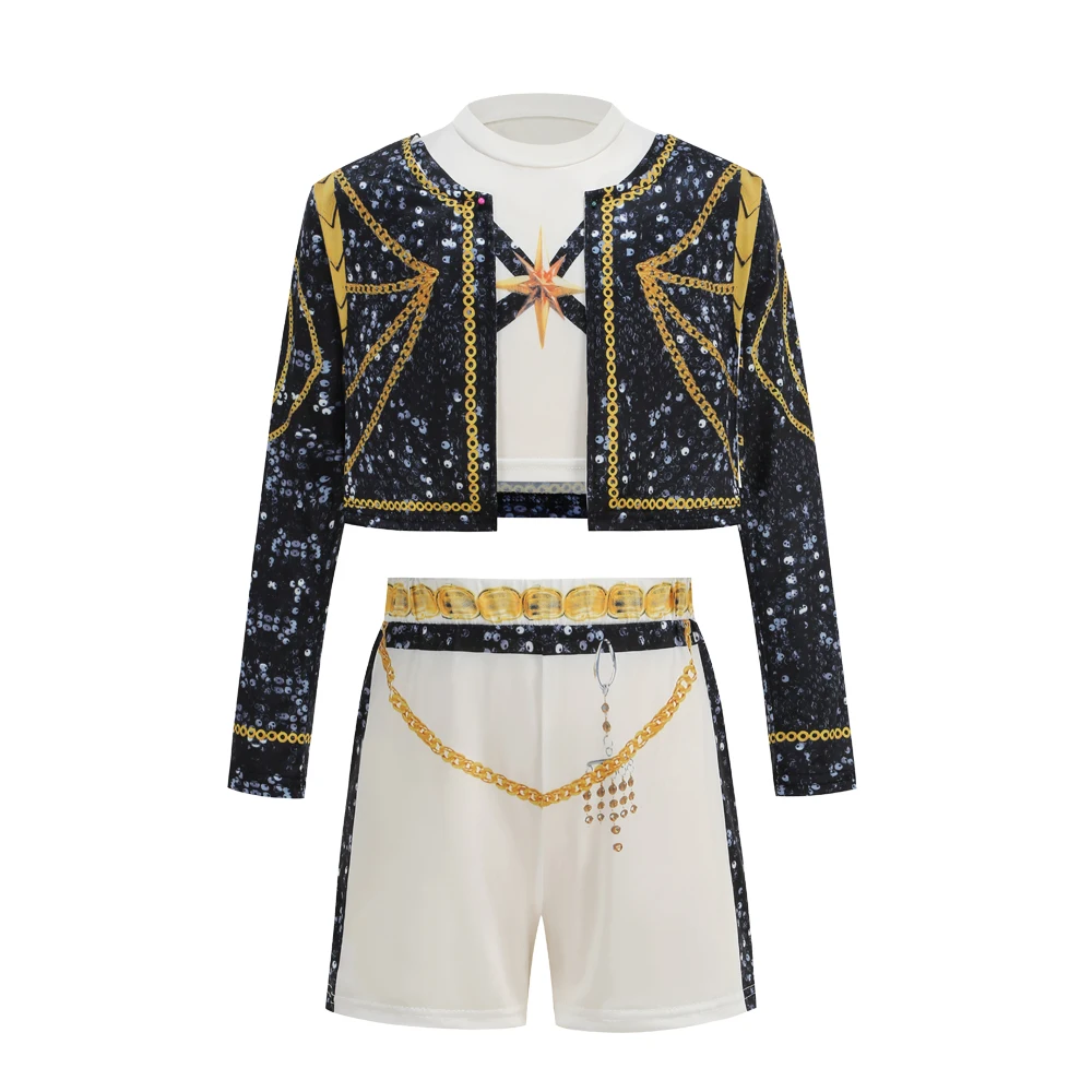 3 PCS Set Coat+Vest+Shorts Girl Cosplay Singer Clothes Performance Dress Up Uniform Children Party Show Costumes view 6
