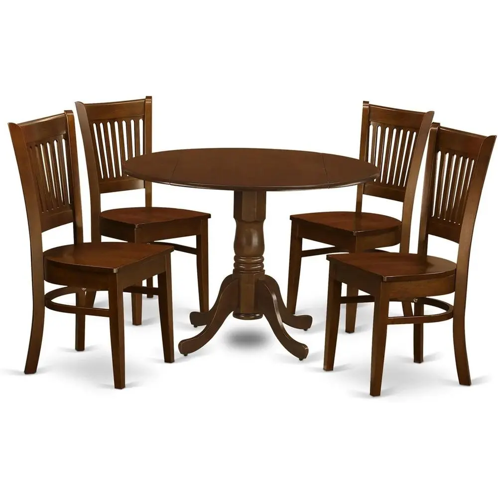 

5-Piece Solid Wood Kitchen Table Set with 4 Chairs, Round Dining Table, 42x42 Inch