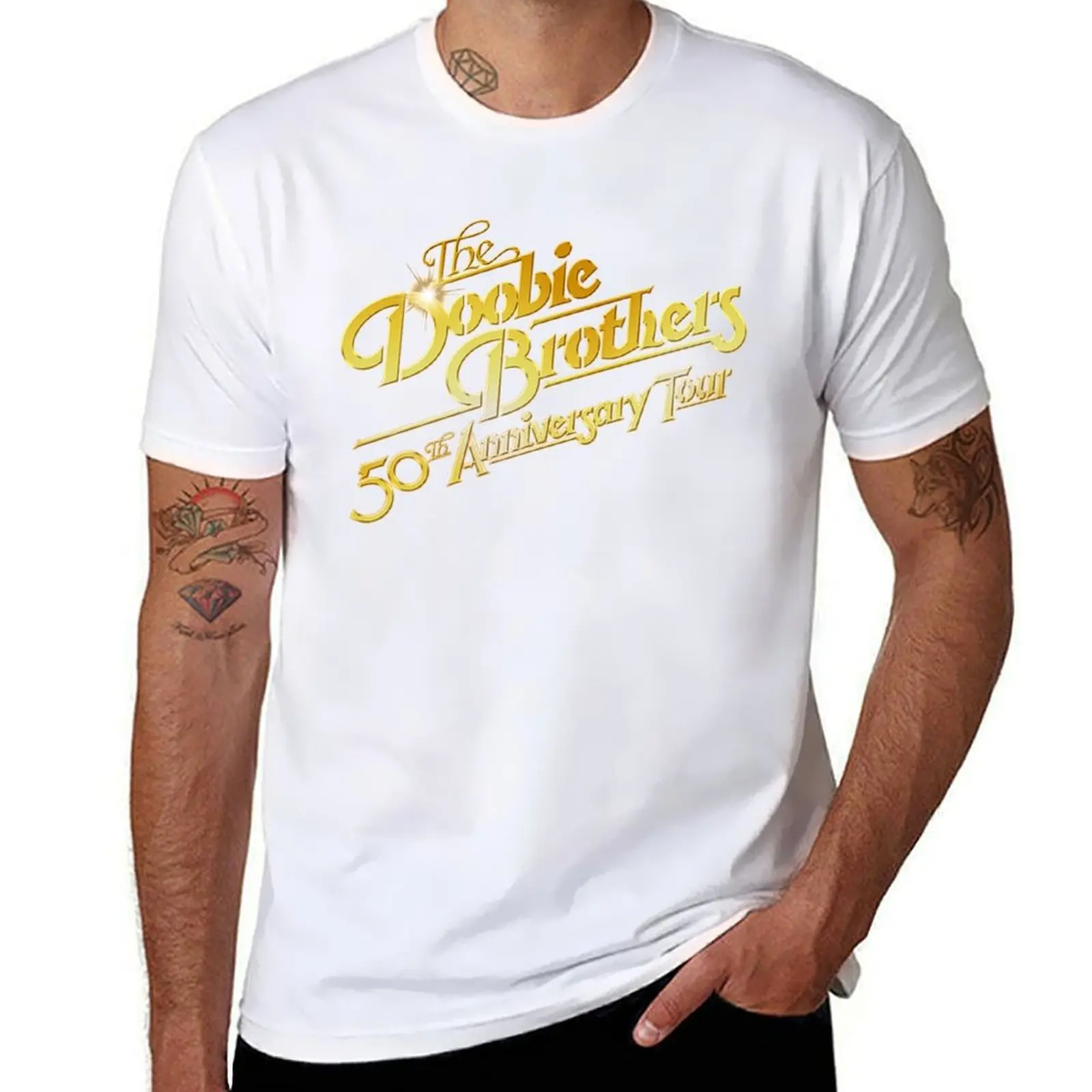 

50 TH ANNIVERSARY TOUR THE DOBBIE BROTHERS T-Shirt t shirts for man graphic vintage cotton t shirt man T-Shirt