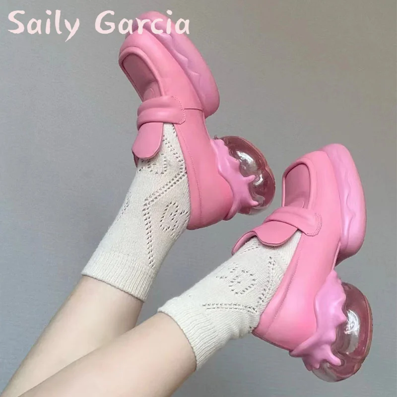 

2023 Spring New Women Shoes Versatile Thick Soled Platform Small Leather Shoes Square Toe Lolita Style Slip On Mary Jane Shoes