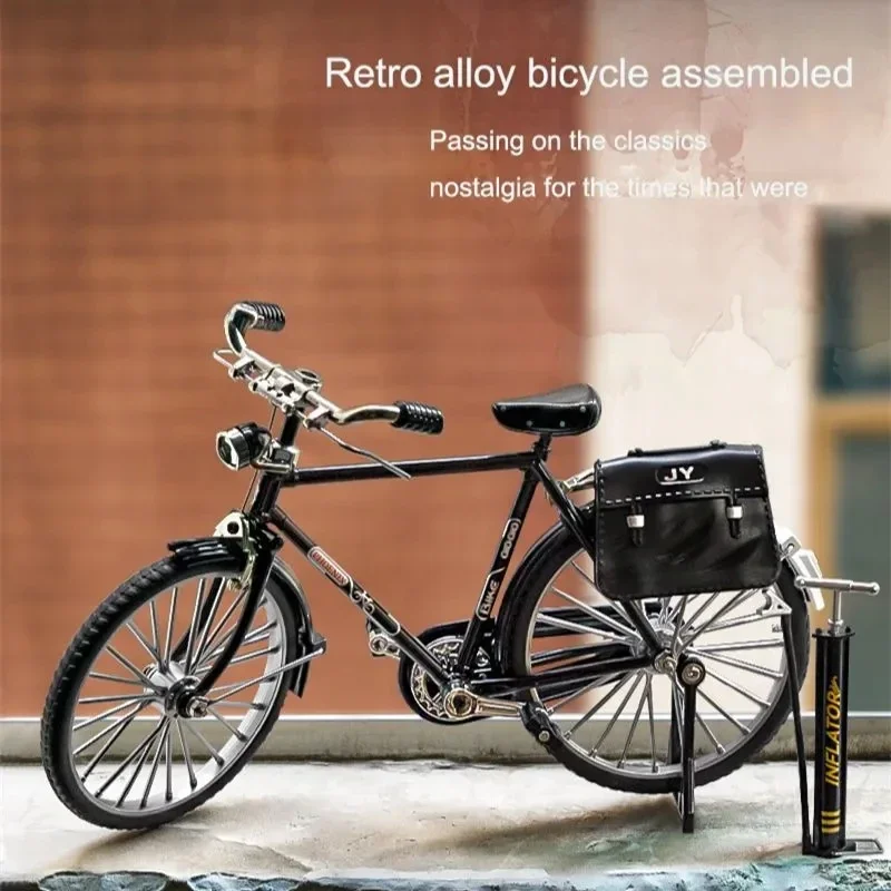 1:10 DIY Mini Retro Alloy Bicycle Diecast Model Metal Bike Sliding Assembled Version Simulation Collection Gifts Adult Boys Toys