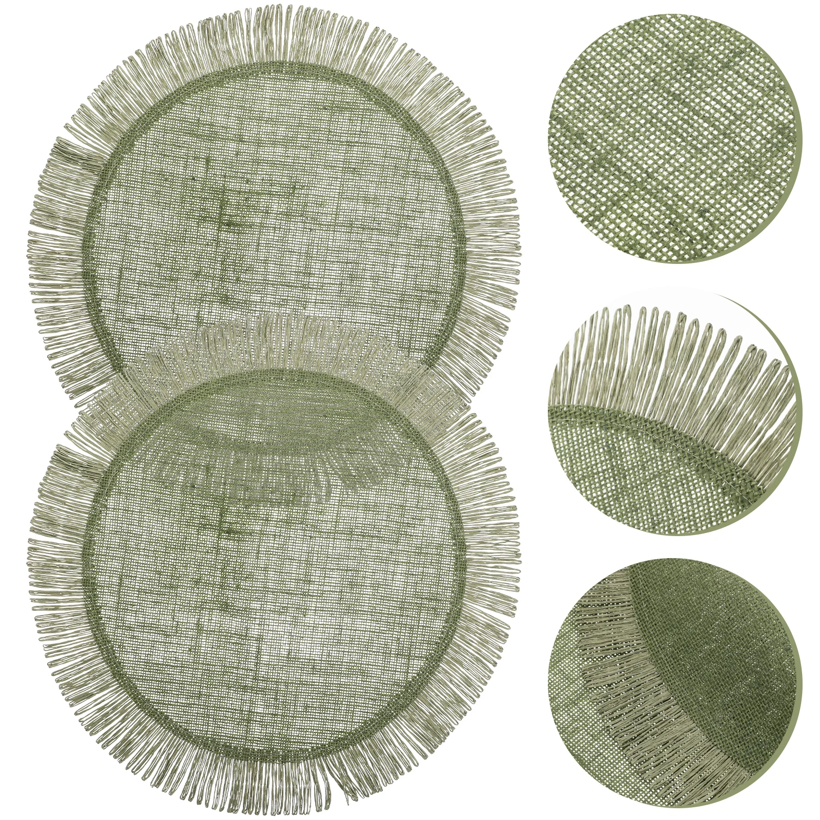 

2pcs Round Braid Placemat Insulated Woven Table Mat Heat Resistant Decorative Coaster For Dining Table Cup Bowl Rattan Style