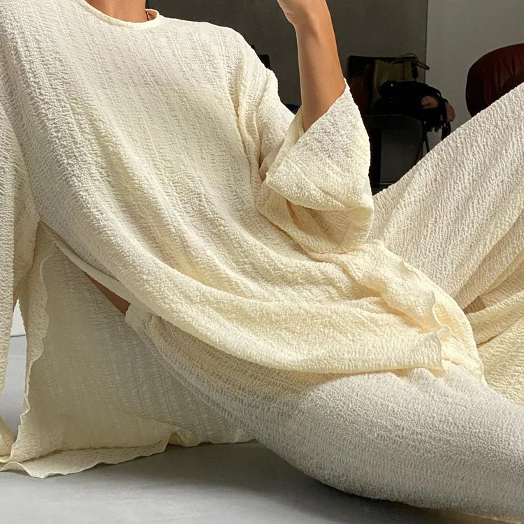 Pantaloni larghi da donna Abito casual Lungo Sve Spring Faion Set Vita alta Gamba dritta Comodo e traspirante