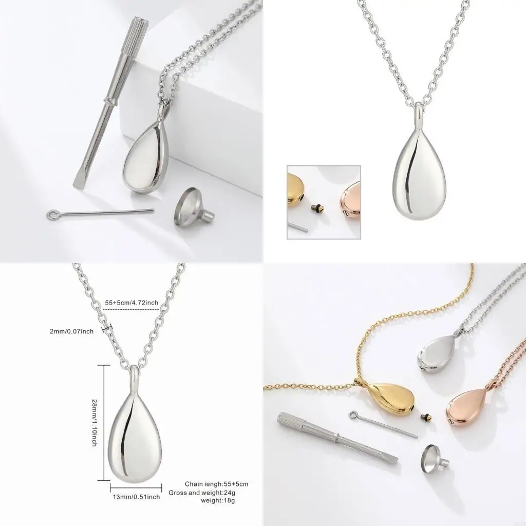 Modern Sturdy Stainless Steel Scent Vial Necklace, Secure Screw On Pendant Portable Accessory for Daily Casual Wear