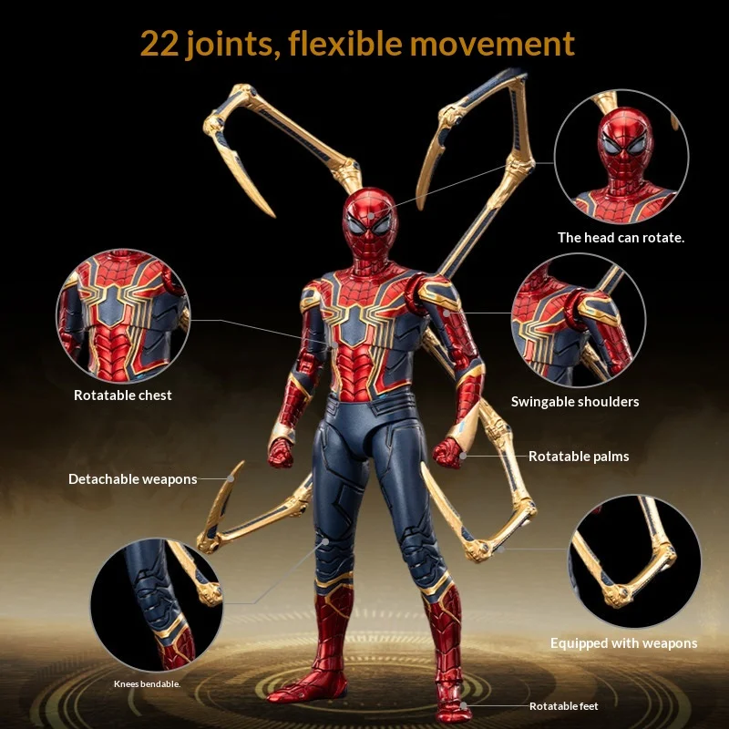 ZDTDS Iron Spider Man Action Figure 18Cm 30 Joints Movable Collectible Model Statue Desktop Decoration For Adult Fans - view 4