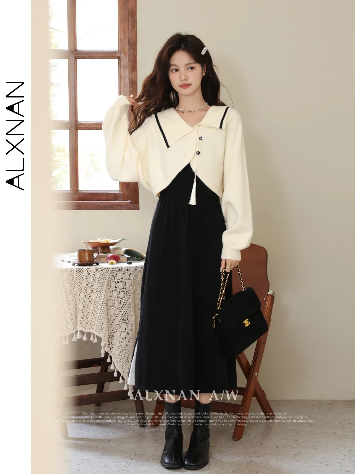 ALXNAN Donne Eleganti Solido Abiti a Canotta Moda Sweetheart Neck A-line a Vita Alta Autunno Femminile Pendolari Vestito Estivo LXN32836