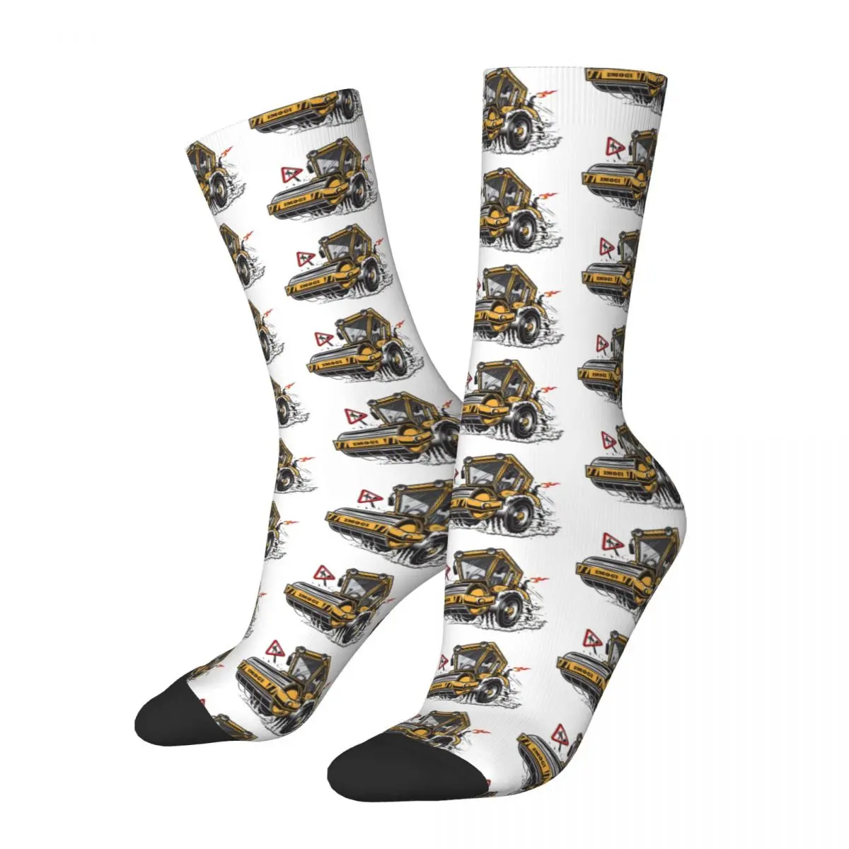 Of Steamroller With Smoke Heavy Equipment Under Men Women Happy Socks Windproof Novelty Spring Summer Autumn Winter Stockings