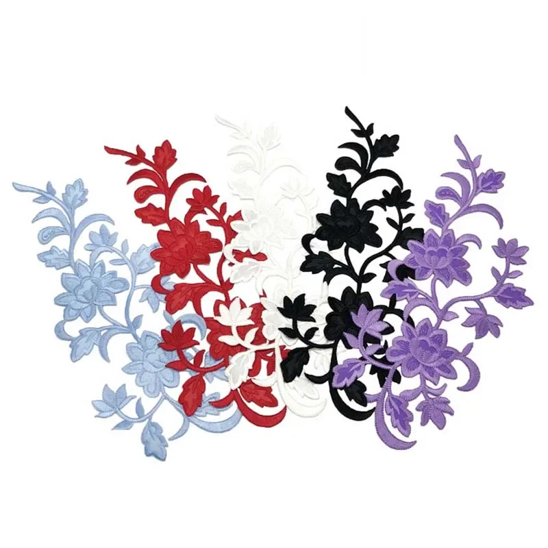 Floral Applique Patch Thermocollant Clothes Stickers,31*15CM Flower Vine Trim Fabric Embroidery Iron On Patches For Dress,Shirt