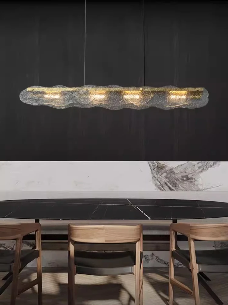 

Nordic Water Wave Glass stainless steel metallic gloss LED Hanging Chandelier Light,Suspension home decoration For Dining Room