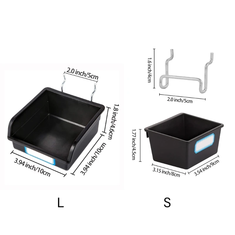 Efficient Pegboard Storage Bins with Hook and Labels Practical Peg Board Basket Effective Hardware Storage Solution