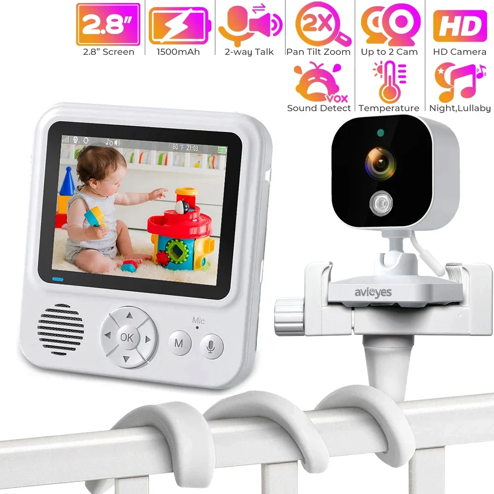 Video Baby Monitor With Camera And Audio 2.8 Inch IPS Screen Baby Phone 2-way Talk Night Vision Nanny Camera No Wi-Fi VoX Mode