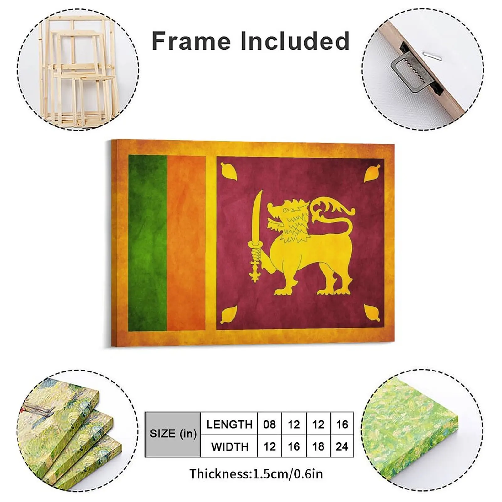 Sri Lanka Sri Lankan Flag National Flag Of Sri Lanka Canvas Painting Garage Cinema Party Personalized Framed Wall Painting