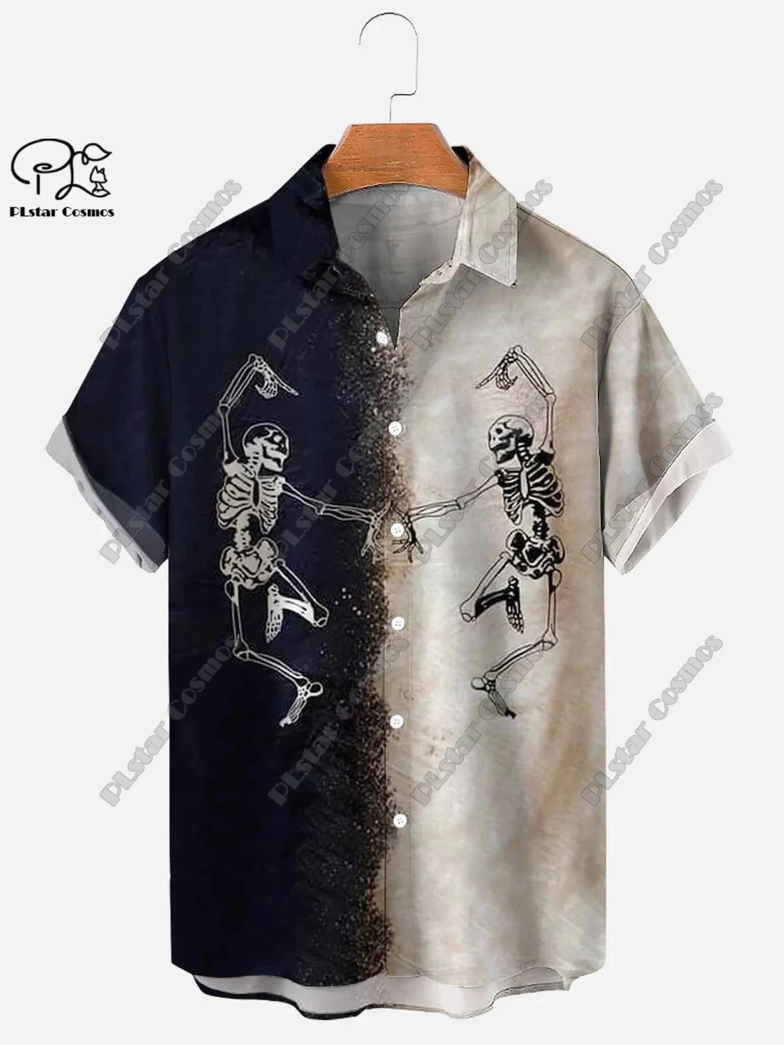 Chemise hawaïenne à manches courtes, impression 3D, embaupar le sang, crâne de faucheuse, Halloween, été, unisexe, cadeau d'Halloween