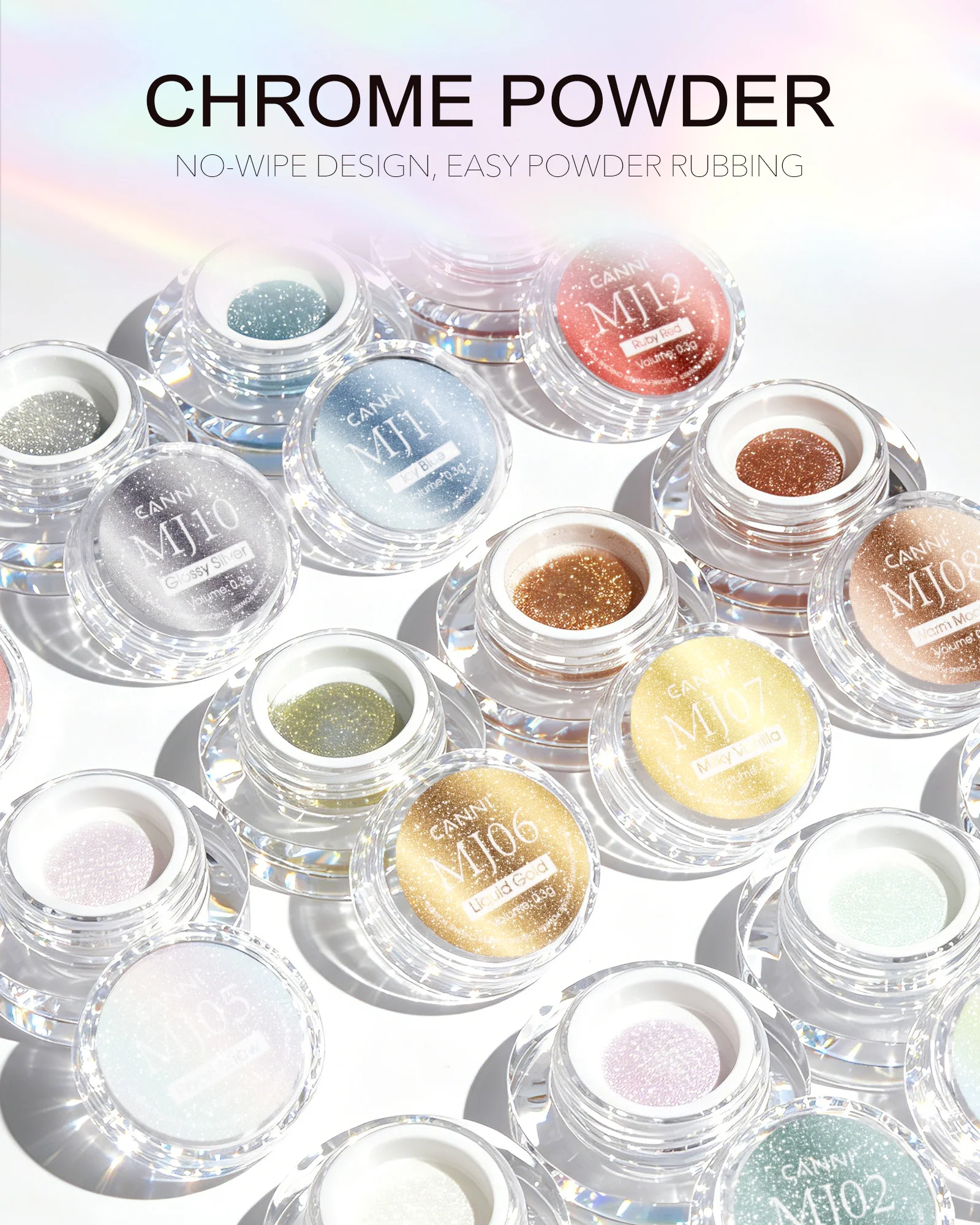 CANNI 9ml Ultra-Glänzender Überlack für Chrom-Puder Spiegeleffekt Perlglanz Metallic-Pigment Abziehbarer UV-Gel Nagelkunst-Dekorationslack – Detail 12