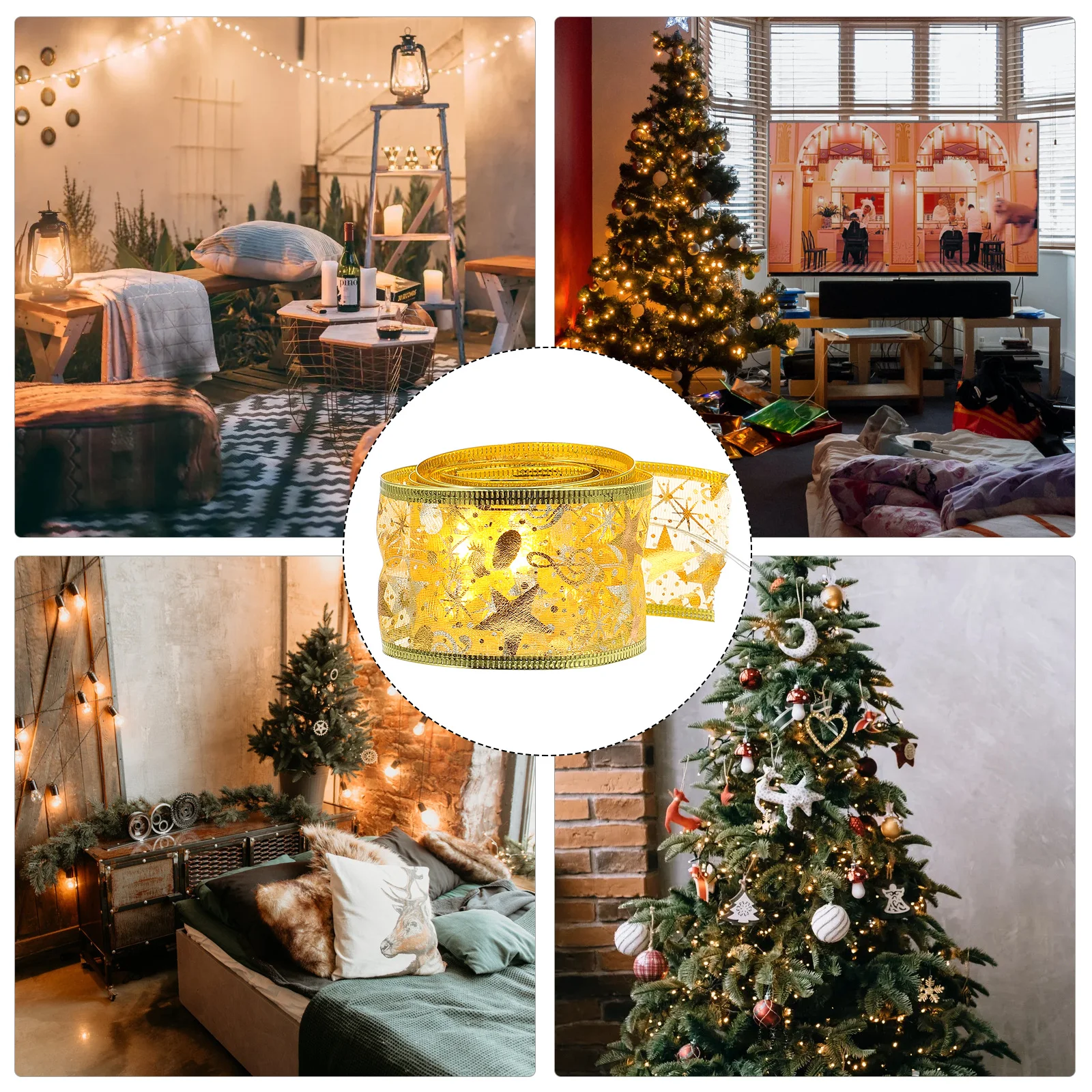 

1Pcs Christmas Tree Light Strip Luminous Ribbon Rechargeable Decorative Ribbon for Xmas Party Home Decor