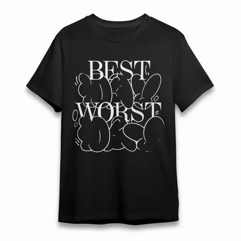 Men'S T Shirt With Best Vs Worst Black 100 Cotton Summer Usa