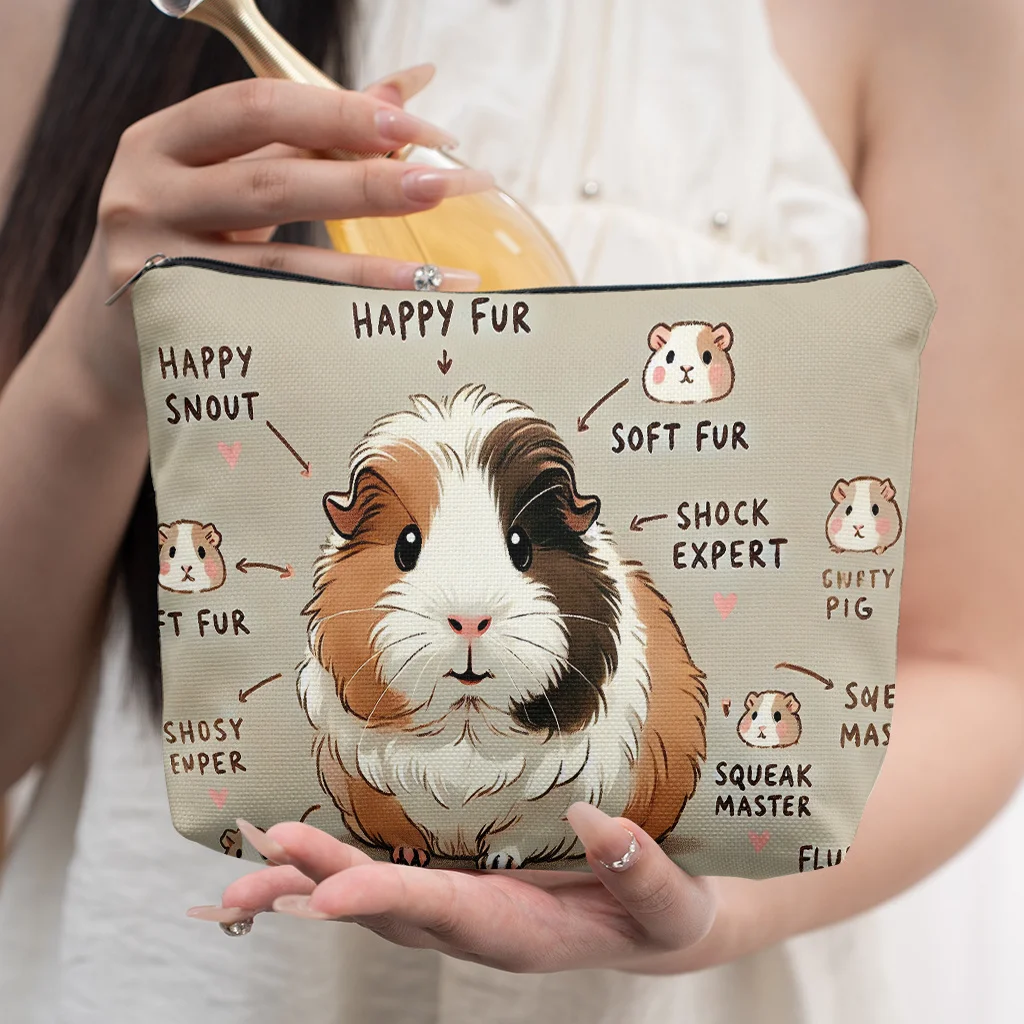 1 Piece Guinea Pig Hair Makeup Bag - Multifunctional Zipper Pouch for Women, Perfect Travel Zipper Storage Bag, Fun Birthday Gift