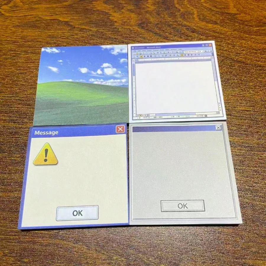 4Pcs Retro Windows Popup Memo Pad Y2K Warning Dialog Box Sticky Notes Funny Notepads DIY Junk Journal Scrapbk Office Stationery