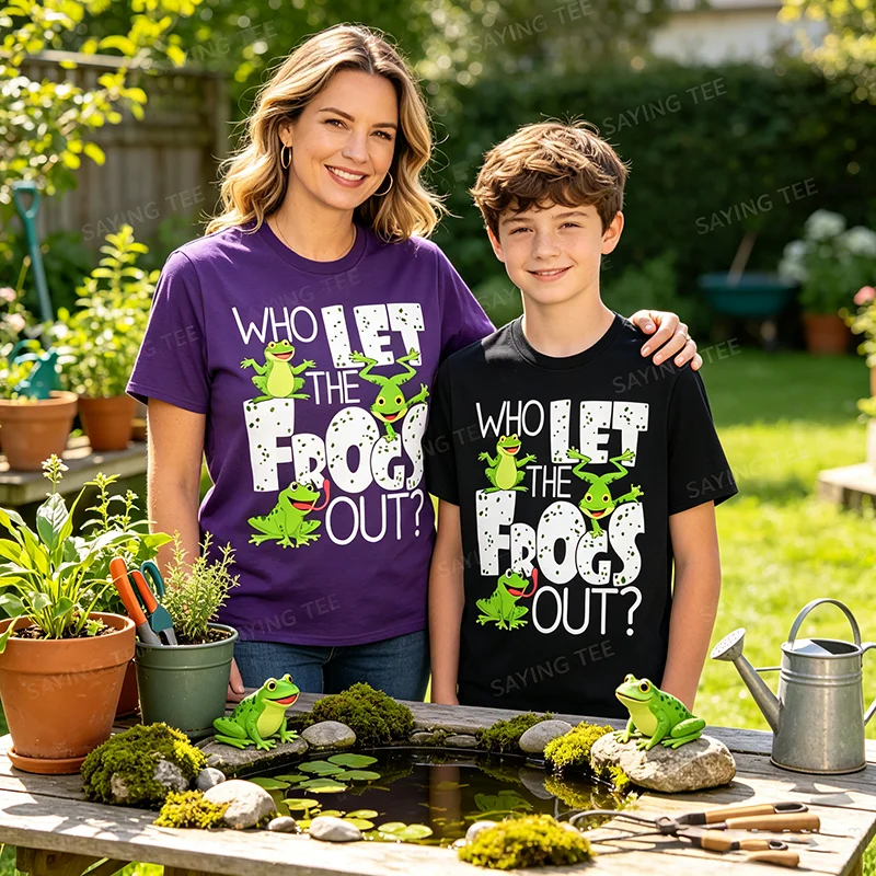 Who Let The Frogs Out - Funny Amphibian Lover Frog Owner T-Shirt Y2k Jumping Amphibians Frog Aesthetic Clothes Novelty Tee Gift