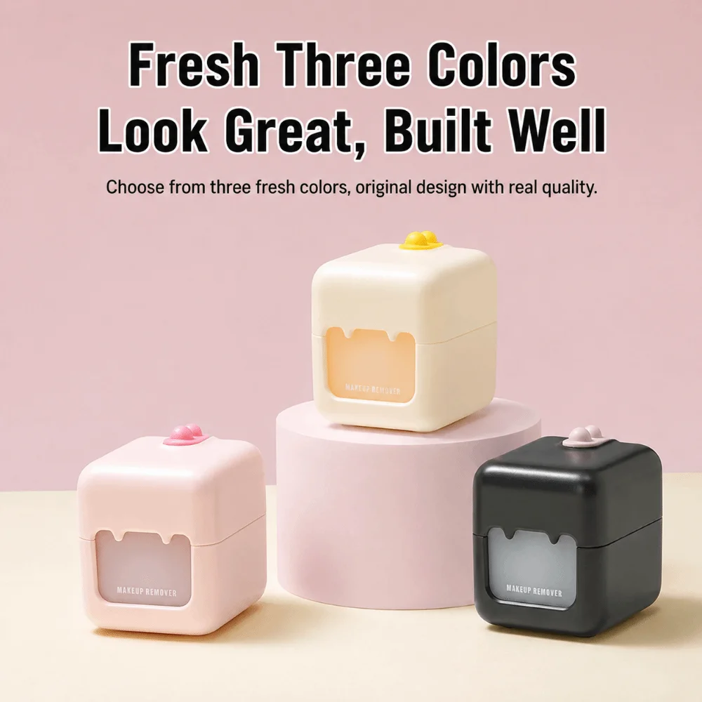 Portable Travel Makeup Remover Sub Bottle Leak-proof 2-in-1 Liquid and Cotton pad Storage Waterproof Multifunctional Storage Box