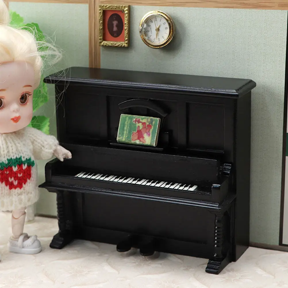 

Miniature Piano Small Wooden Upright Piano Decoration for Mini House DIY Landscape Photography Prop Smooth Surface Mini Decor