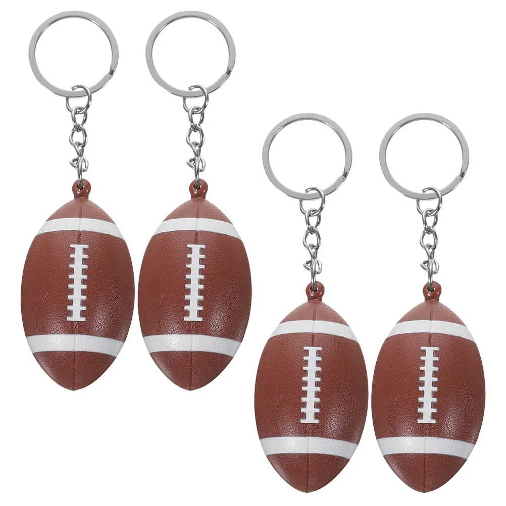 

4 Pcs Football Buckle Backpack Keychain Rugby Squeaky Sports Match Favors Pendants