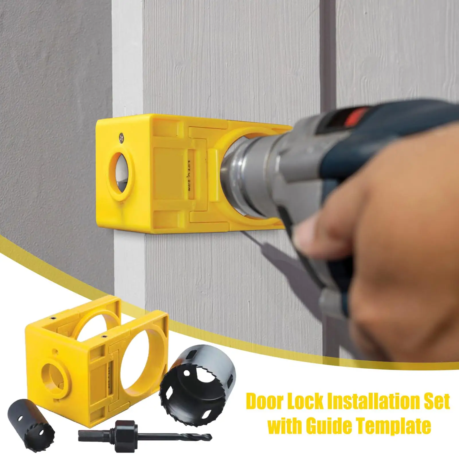 Door Lock Installation Kit Carbon Steel Hand Tools Guide Template for Wooden Doors