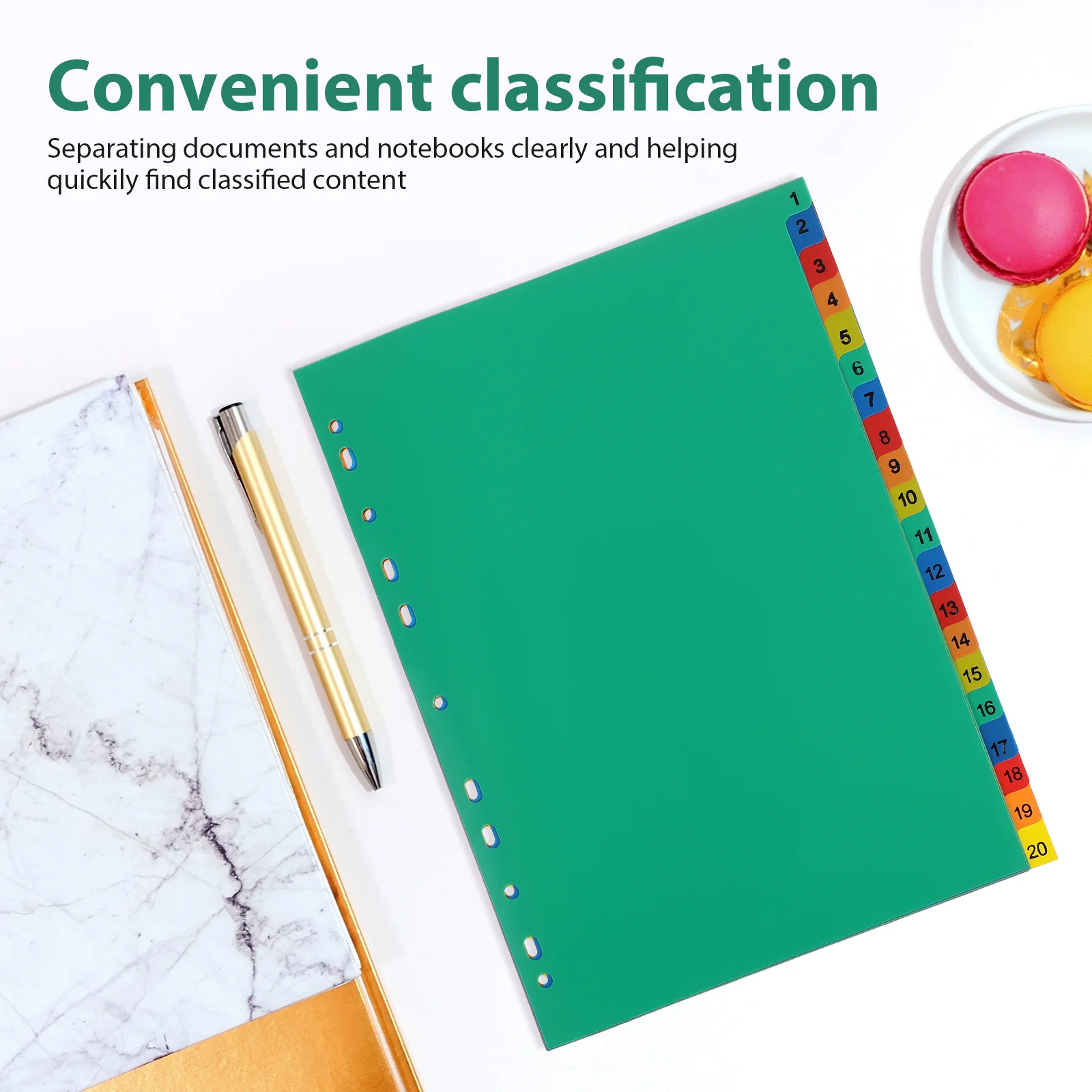 A4 Colorful Classified Index Pages Plastic Tab Dividers Insertable Binder Separators Eco-Friendly For School