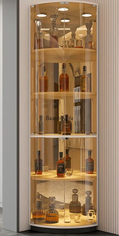 

FG10Light Luxury Solid Wood Wine Cabinet Household Living Room Corner Glass Triangle Cabinet