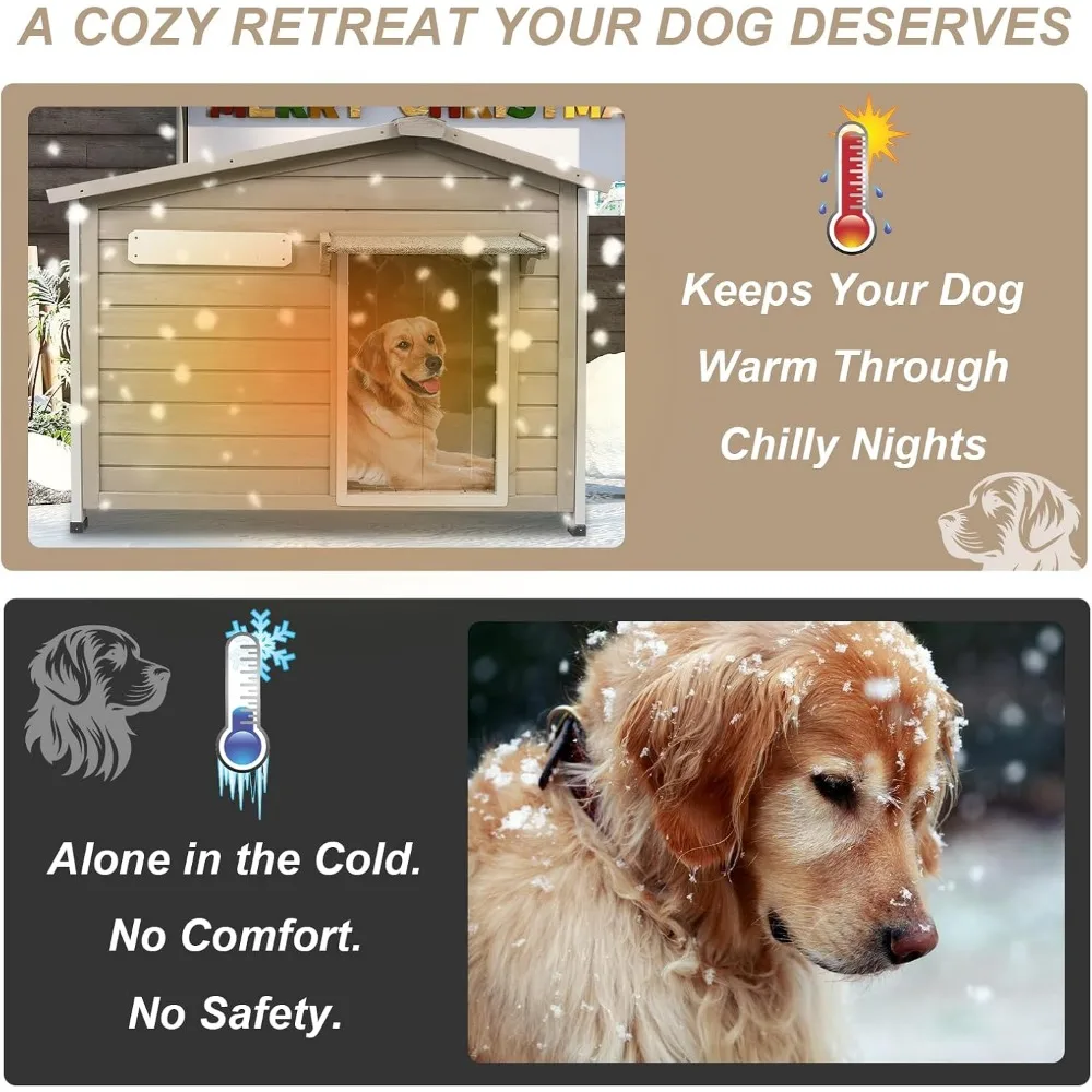 منزل كلب خشبي متين للاستخدام الخارجي مع هيكل حديد معزز، وسقف مقاوم للطقس، وأرضية قابلة للفصل، ونافذة جيدة التهوية، وشريحة Sim