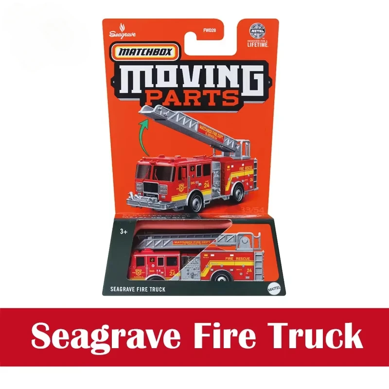 Original Mattel Toys Matchbox Car 1/64 Diecast Moving Parts Seagrave Fire Truck Vehicle Model for Boys Collection Birthday Gift