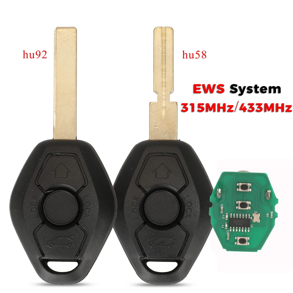 jingyuqin 3 Buttons EWS Sytem Remote Car Key 315/433MHz for BMW E38 E39 E46 X3 X5 Z3 Z4 1/3/5/7 Series Keyless Entry Transmitter