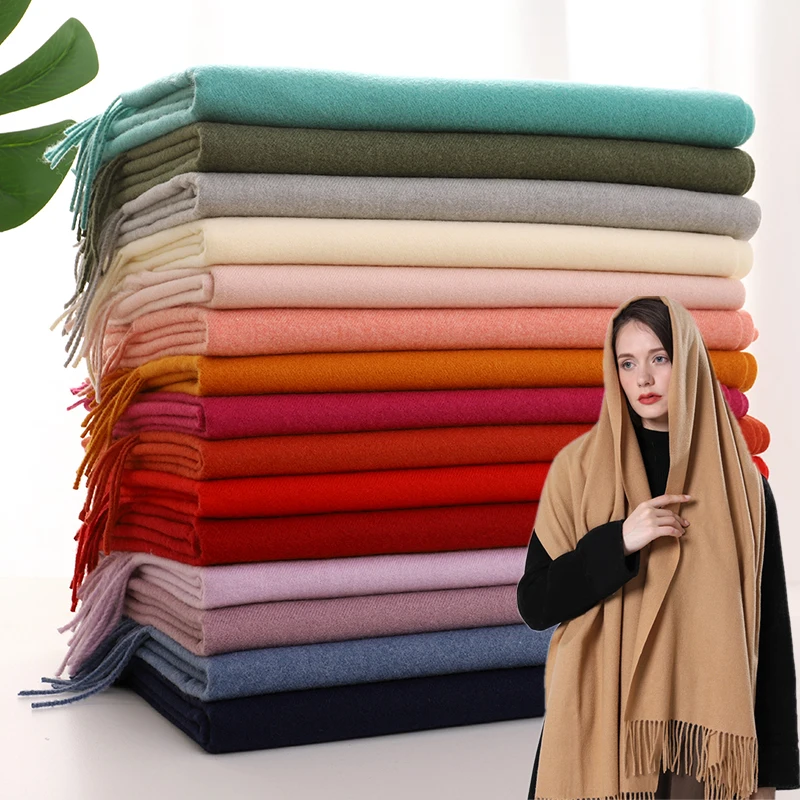 

New Winter Solid Scarf Women Warm Cashmere Scarves Ladies Hijab Neck Long Shawl Wraps Foulard Female Head Pashmina Bandana 2022