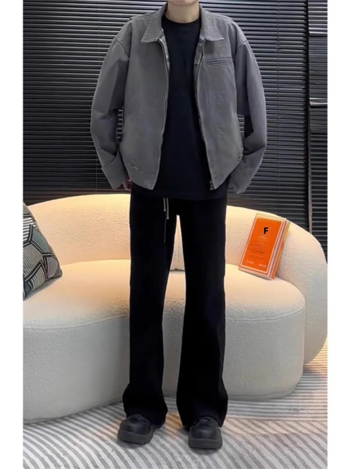 

Bla Flared Jeans Men's Spring Autumn Small Size Straight Drapey Haome High-End Feeling Bend Knife Pants Youth Faion