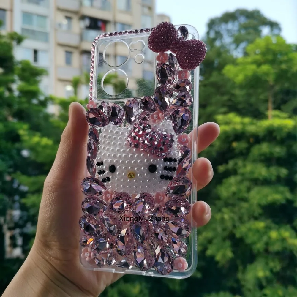 Hello Kitty Rosa Diamant Schleife Niedliche Handyhülle für Oppo Reno14 15Pro 14F 14FS Reno13 13Pro 13FS Reno12 Reno11 Reno10 9 Mädchen Cover – Detail 4