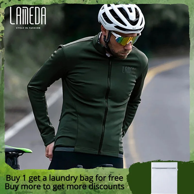 Lameda Man Cycling Jersey Autum Winter Cycling Clothing Man Long Sleeve Mtb Reflective Mtb Bike Clothes Thermal Fleece Keep Warm