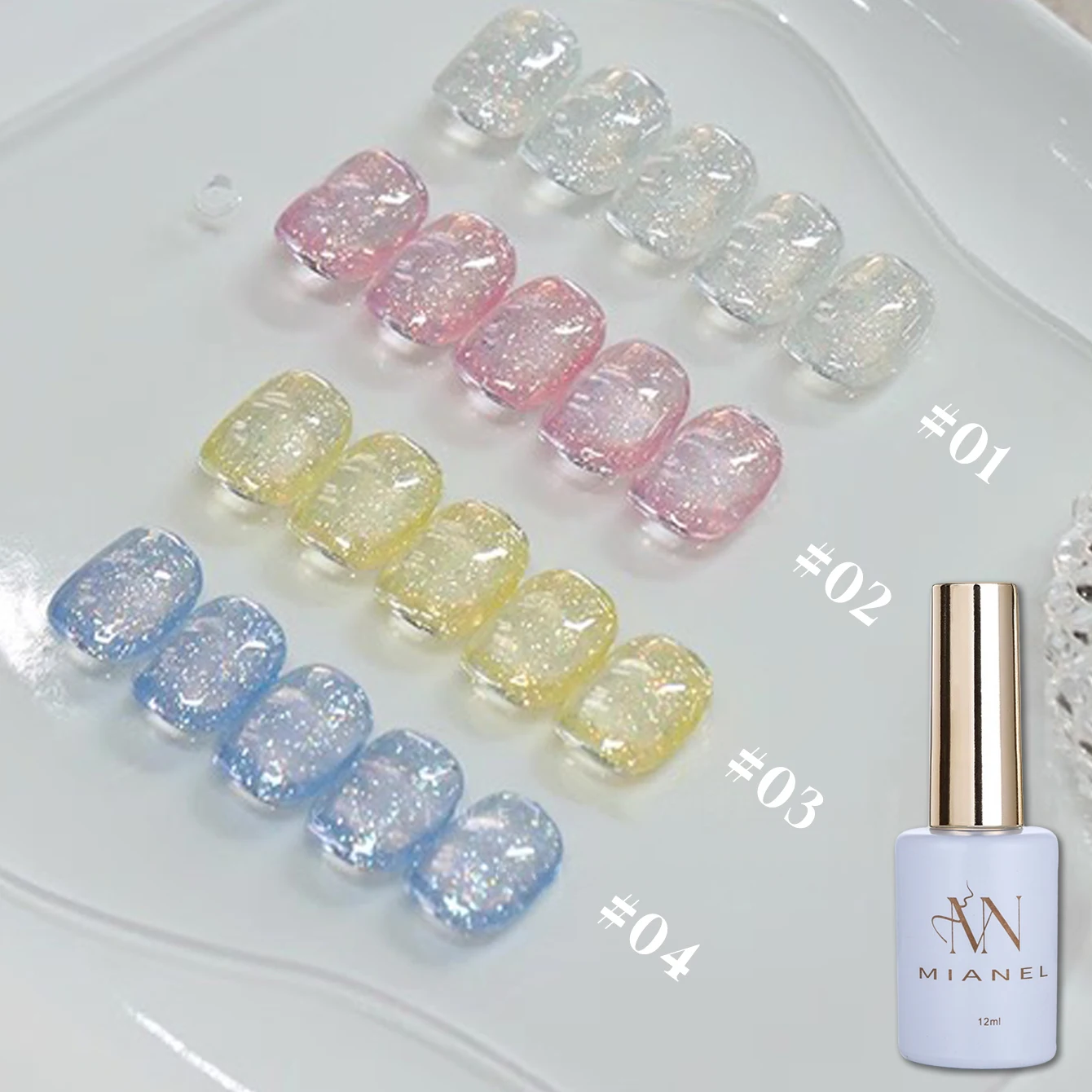 12 ml 1 Stück Sugar Dream Star Ice Transparent Rosa Nägel Sieben Farben Glitzer Gel Nagellack Nail Art Weiße Nägel