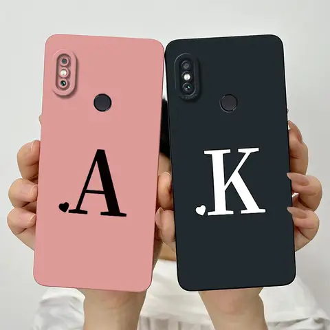 For Xiaomi Redmi Note 5 Case Redmi Note 5 Pro Cover Luxury Initial Letters Square Phone Case Shockproof Soft Silicone Back Cover