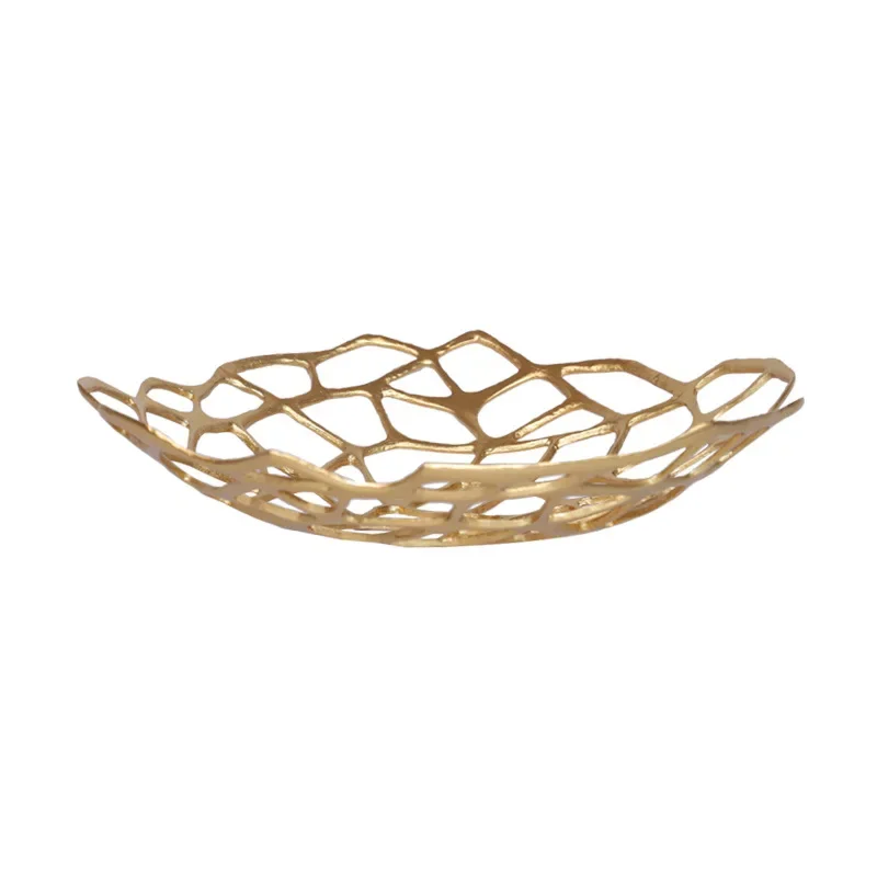

Modern simple European light luxury minimalist geometric metal hollow fruit plate ornament
