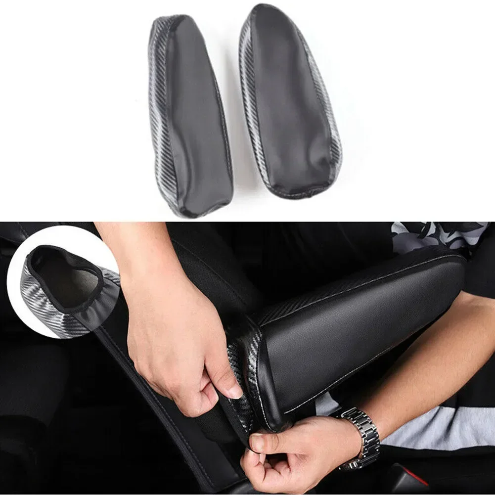 2pcs Car Seat Armrest Cover Trim For Toyota FJ Cruiser 2007-2012 Carbon Fiber Leather Cushion Cover Armrest Protector