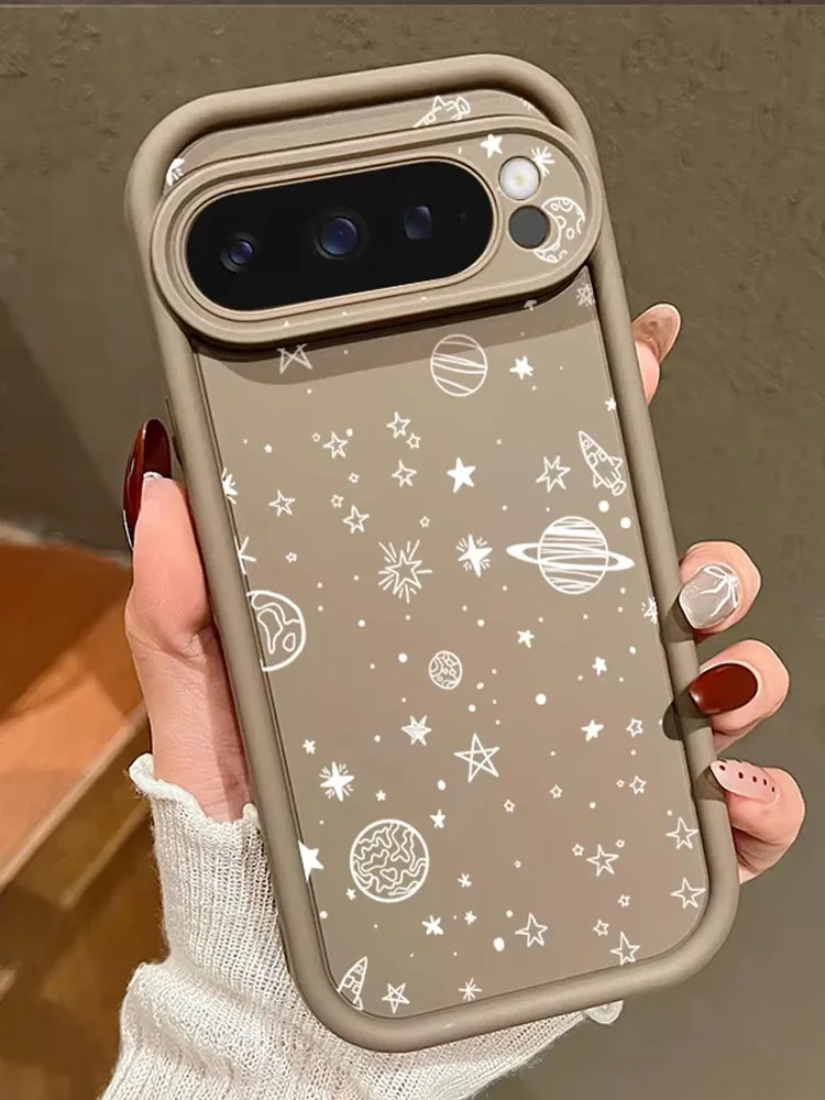 Glänzende Stern-Mond-Muster Handyhülle für Google Pixel 10 9 8 7 Pro Pixel 9 10 Pro XL 7A 8A 9A Stoßfeste Weiche TPU Silikonhülle