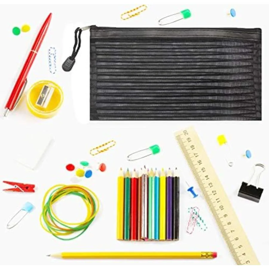 40 упаковок, 10 цветов, сетчатая сумка на молнии, сумка для карандашей, красочная сумка для карандашей, многофункциональные дорожные сумки для офисных принадлежностей C