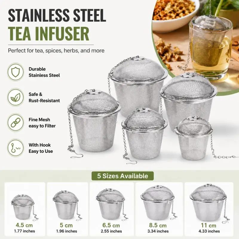 1~3pcs Tea Leaf Spice Filter, Seasoning Mesh, Spherical Herbal, Stainlesss Steel, Kettle Lock Tea Leaf Filter, Reusable
