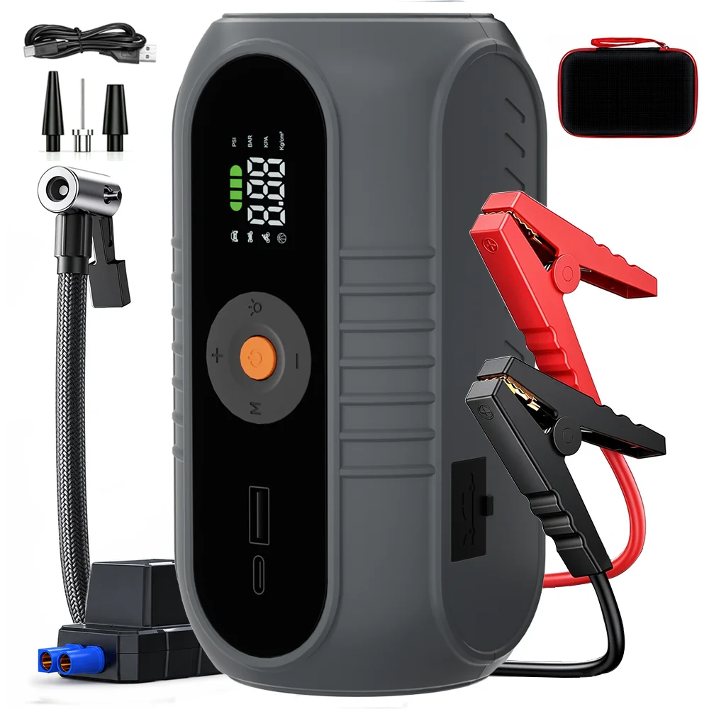 Car Jump Starter with Air Compressor Jump Starter 150PSI Air Pump Multifunctional Tire Inflator Power Bank Lighting for Car