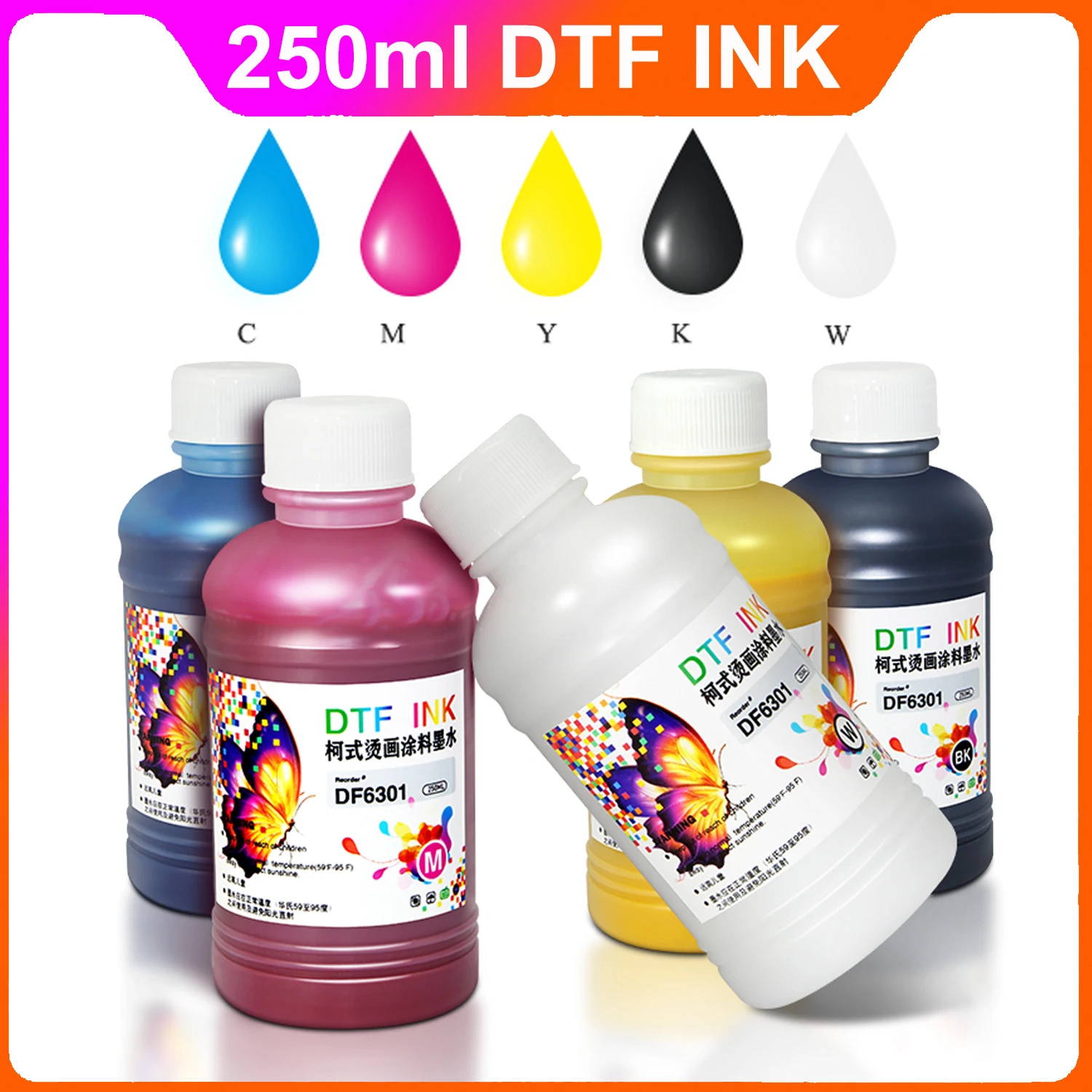

250ML DTF Ink Direct Transfer Film Heat Transfer For Epson I3200 P800 L1800 1390 L800 L805 1430 3880 PET Film