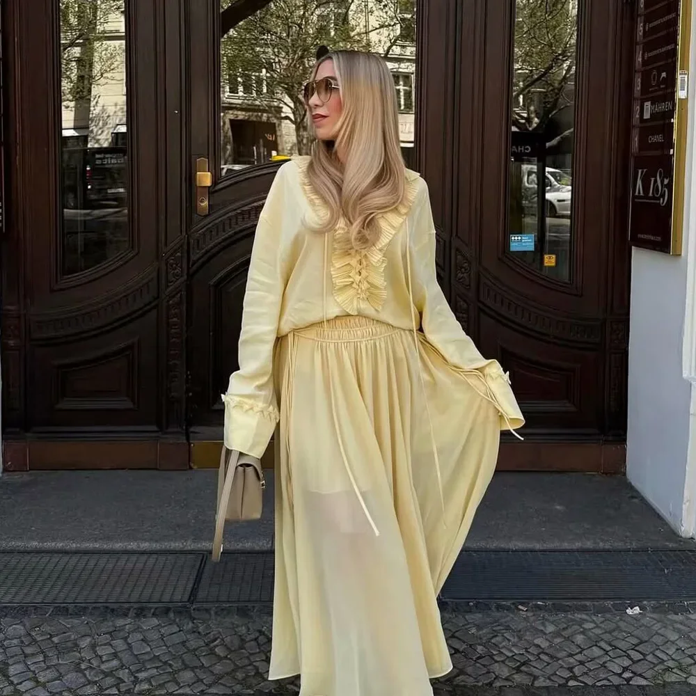 LIBIELIY Dames Gelaagde Decoratieve Shirtrok Effen Kleur Decoratie Lente/Zomer Nieuw Product Casual Dameskleding