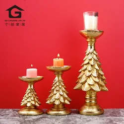 NORTHEUINS Resin Vintage Candlestick Home Objects Christmas Tree Decoration Candle Holder Dinning Room Desktop Props Ornaments