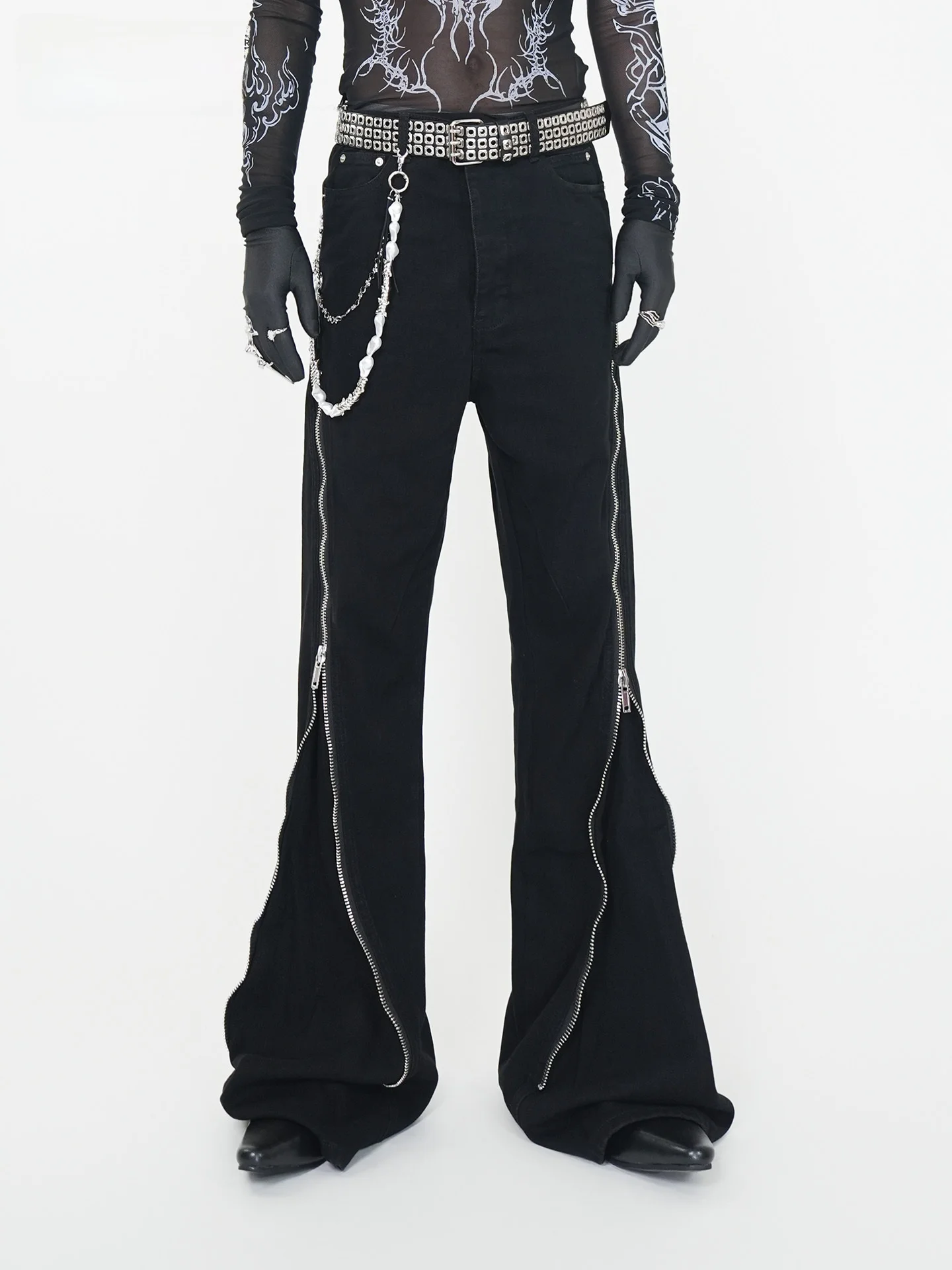 

Adjustable Men's Denim Jeans VE2 Abiga Street k Zipper King Size Flared Long Trousers Trendy Cotton Youth Casual Faion